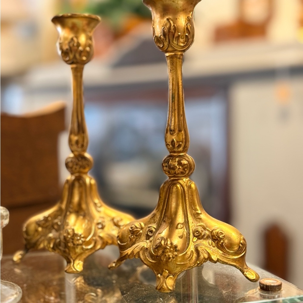Ornate Gold Decorative Candlesticks - Classic Home Accents